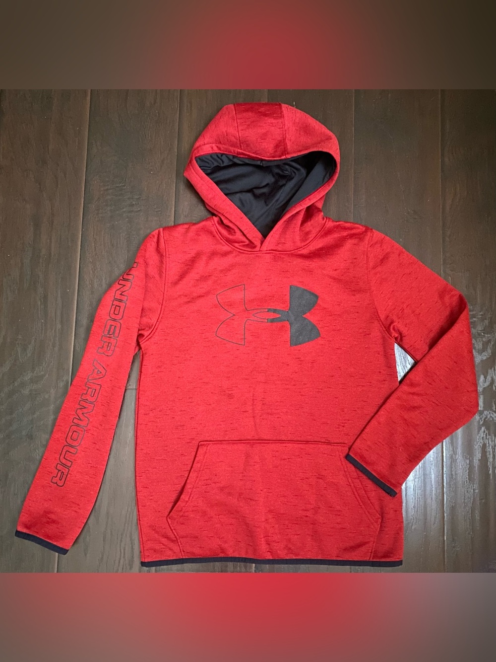 Under Armour ColdGear Hoodie Youth XL 18-20 Red Logo Fleece Pullover Sweatshirt